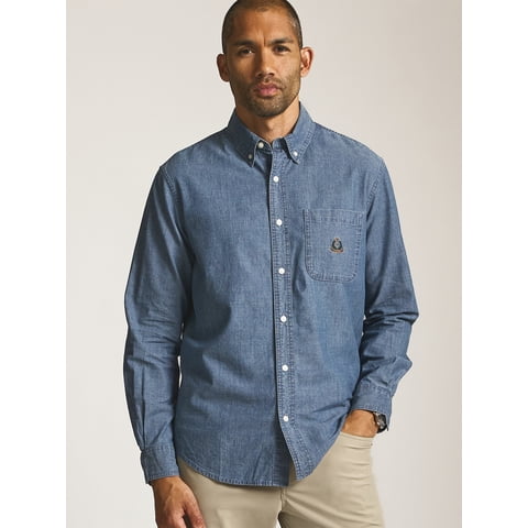 Men’s and Big Men’s Heritage Cotton Chambray Shirt, Sizes S–2XL