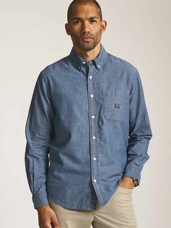 Men’s and Big Men’s Heritage Cotton Chambray Shirt, Sizes S–2XL