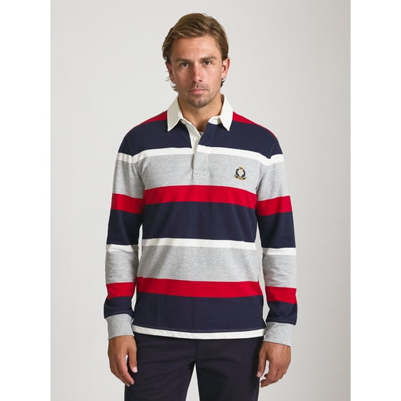 Ruby Dc Chaps Men’s and Big Men’s Heritage Fleece Striped Ruby Shirt, Sizes S ...