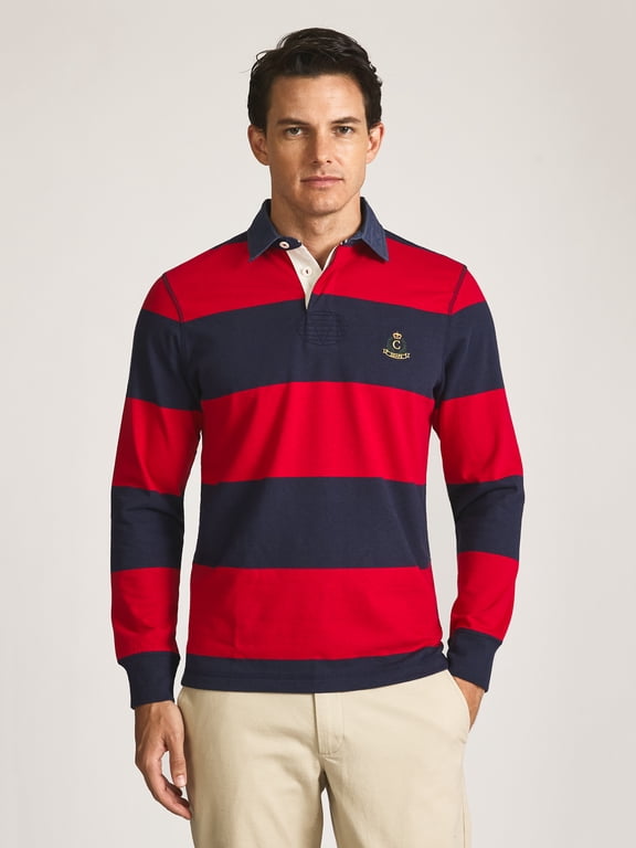 Men’s and Big Men’s Heritage Striped Rugby Shirt, Sizes S-2XL