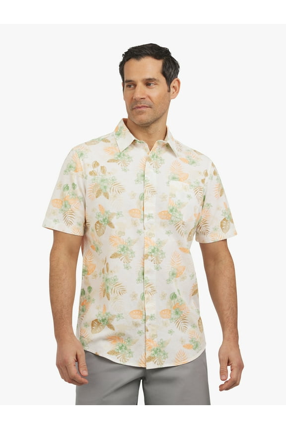 Men's and Big Men's Linen-Blend Print Woven Shirt, Sizes S-3XL