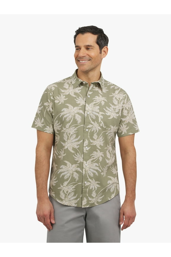 Men's and Big Men's Linen-Blend Print Woven Shirt, Sizes S-3XL