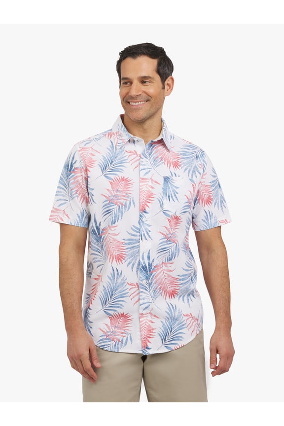 Men's and Big Men's Linen-Blend Print Woven Shirt, Sizes S-3XL