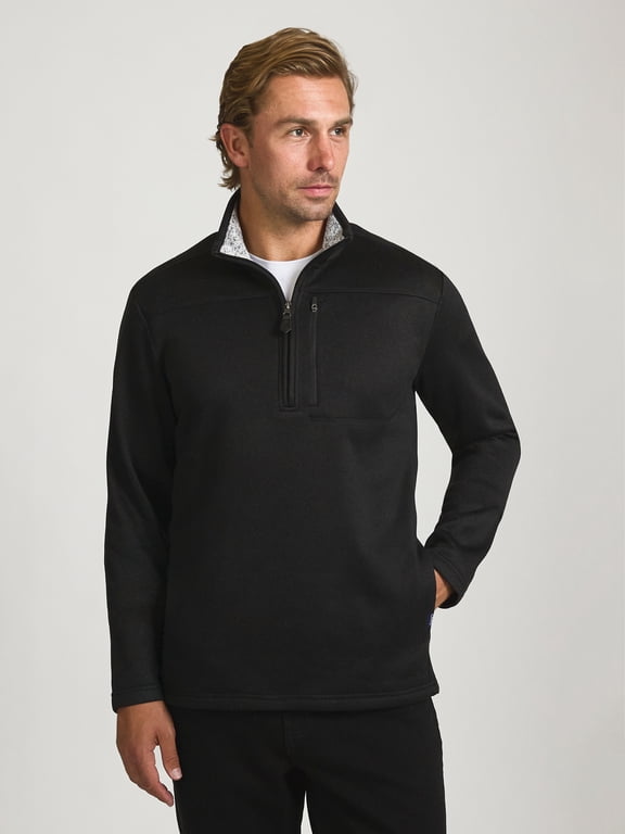 Men’s and Big Men’s Quarter Zip Chest Pocket Sweater Fleece, Sizes XS-3XL