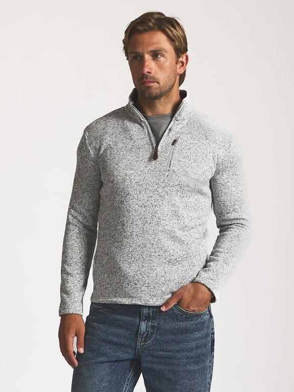 Men’s and Big Men’s Quarter Zip Chest Pocket Sweater Fleece, Sizes XS-3XL