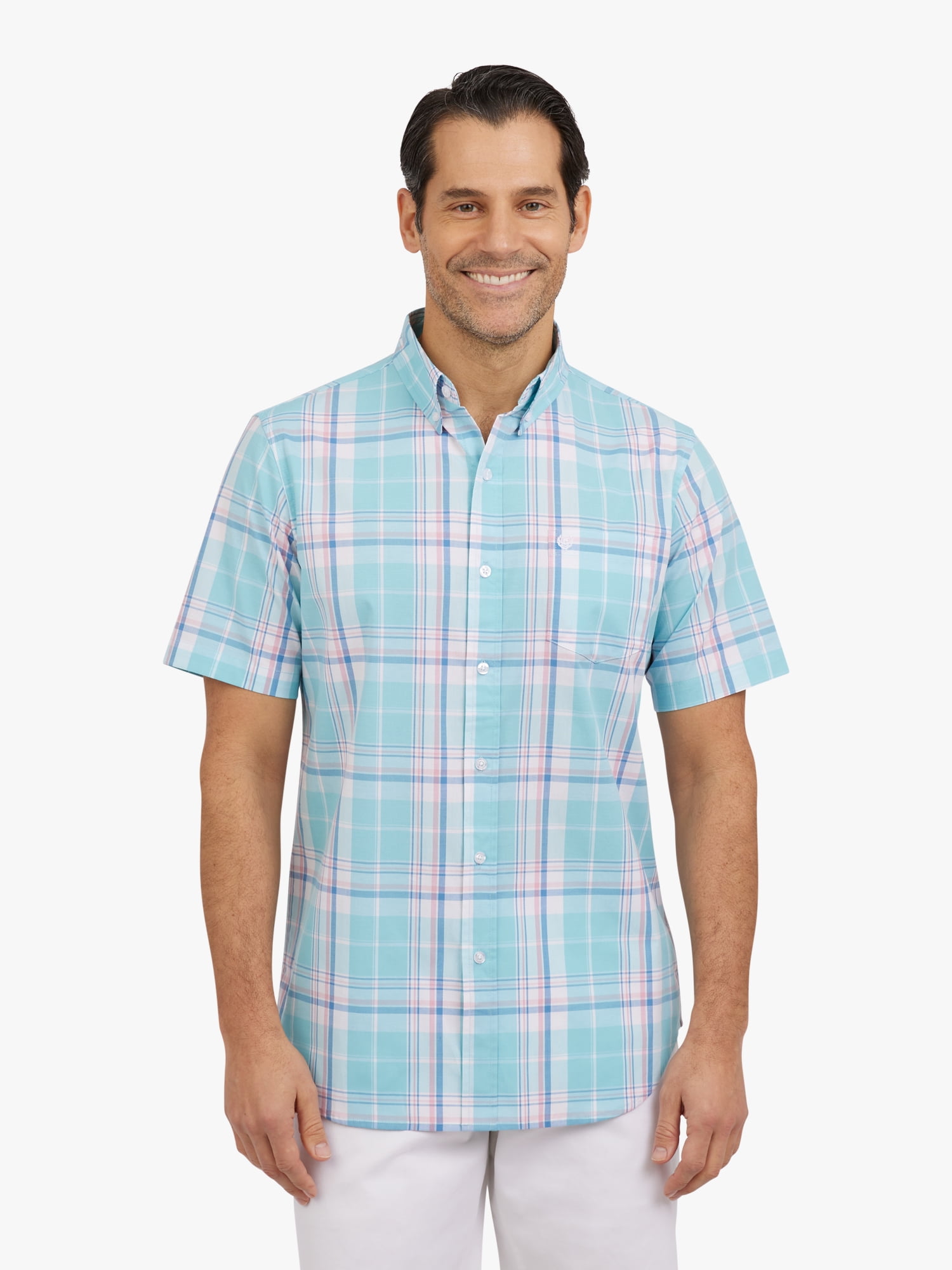 Chaps Men's and Big Men's Short Sleeve CVC Woven Shirt, Sizes S-3XL