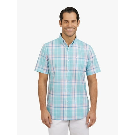 Chaps Men's and Big Men's Short Sleeve CVC Woven Shirt, Sizes S-3XL