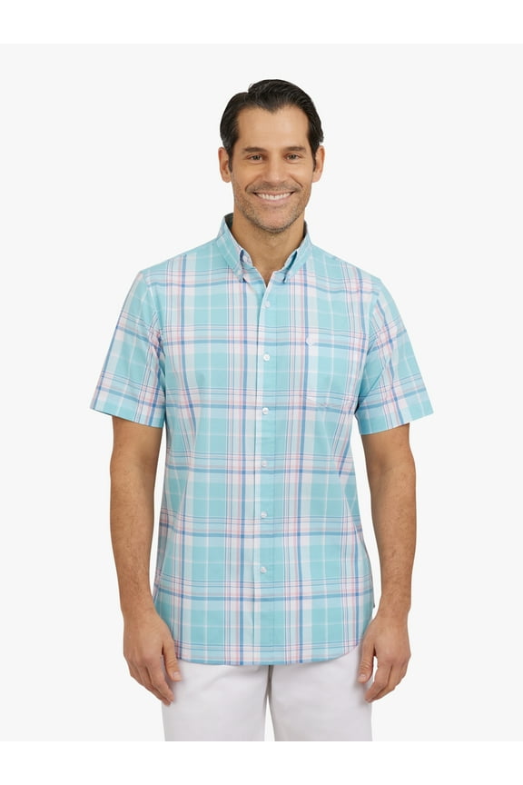 Men's and Big Men's Short Sleeve CVC Woven Shirt, Sizes S-3XL