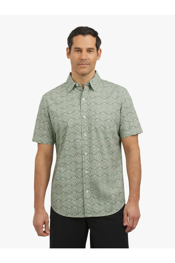 Men's and Big Men's Short Sleeve Chambray Woven Shirt, Sizes S-3XL