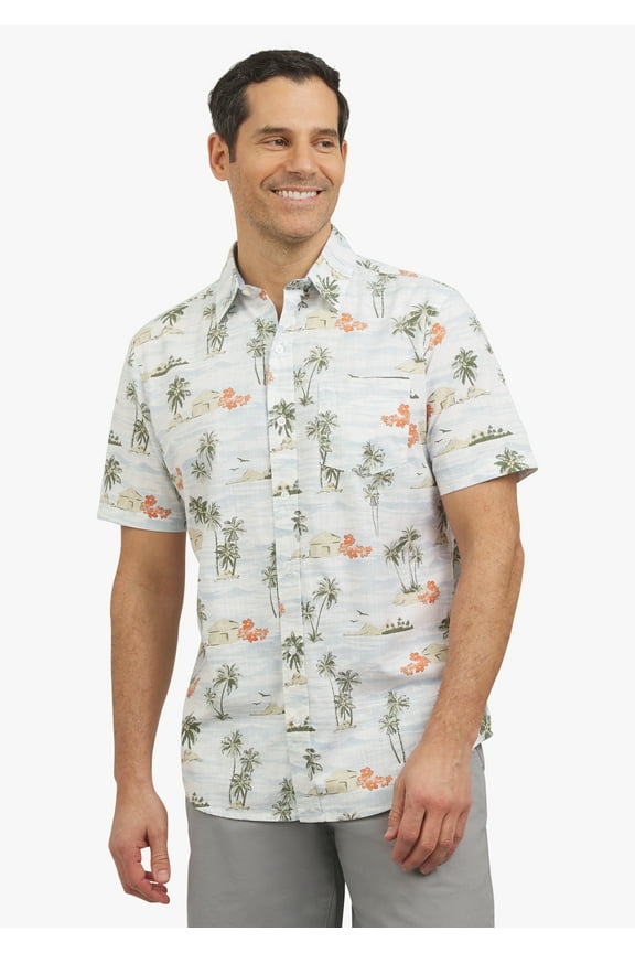 Men's and Big Men's Short Sleeve Chambray Woven Shirt, Sizes S-3XL