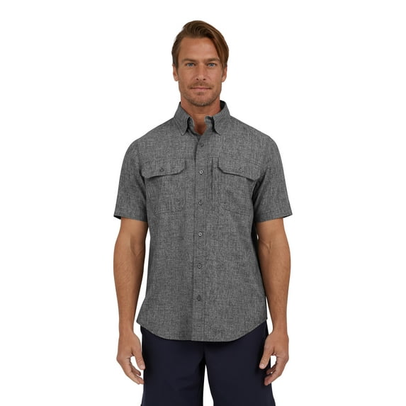 Chaps Men's and Big Men's Short Sleeve Everyday Performance Chambray Shirt, Sizes S-3XL