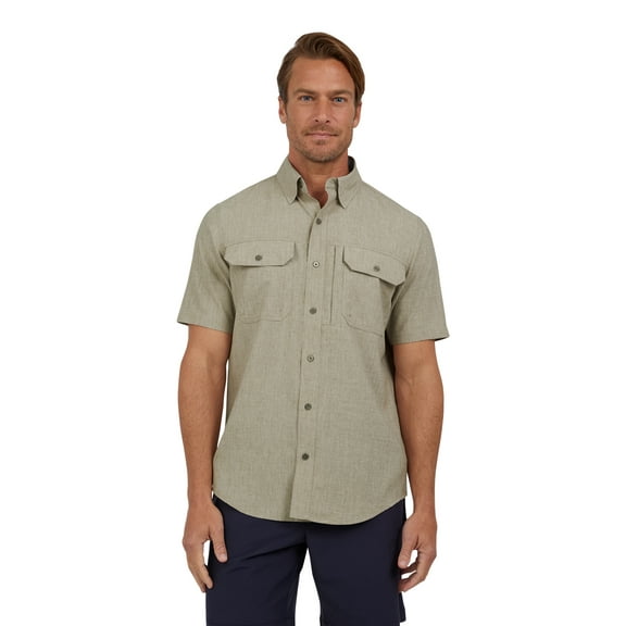 Chaps Men's and Big Men's Short Sleeve Everyday Performance Chambray Shirt, Sizes S-3XL