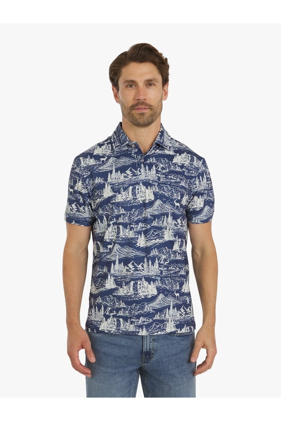 Men's and Big Men's Short Sleeve Performance Printed Polo Shirt, Sizes S-3XL