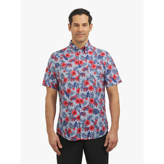 Chaps Men's and Big Men's Short Sleeve Everyday Performance Woven Shirt, Sizes S-3XL