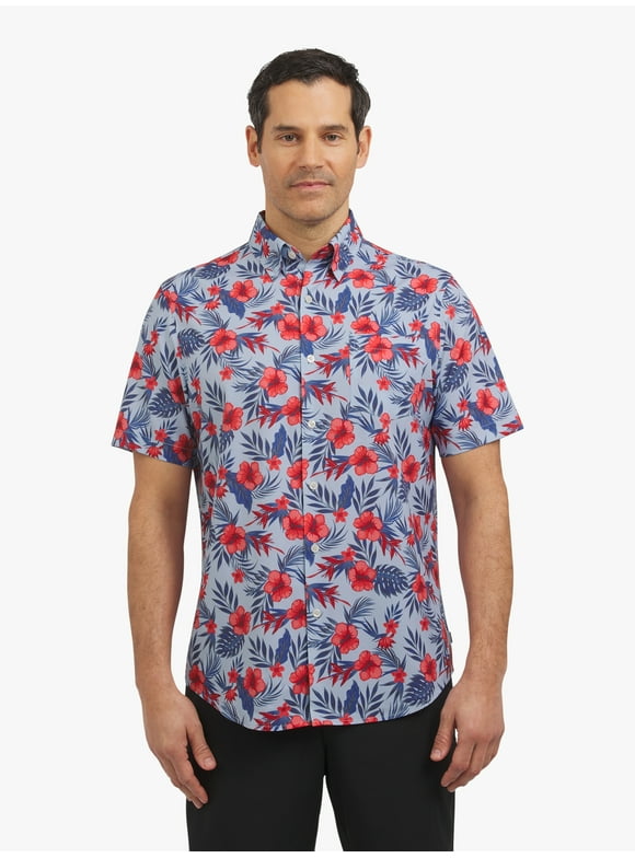 Men's and Big Men's Short Sleeve Everyday Performance Woven Shirt, Sizes S-3XL