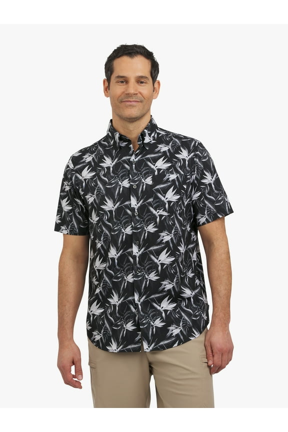 Men's and Big Men's Short Sleeve Everyday Performance Woven Shirt, Sizes S-3XL