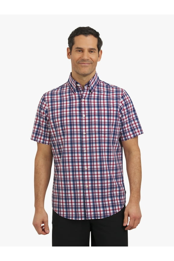Men's and Big Men's Short Sleeve Everyday Performance Woven Shirt, Sizes S-3XL