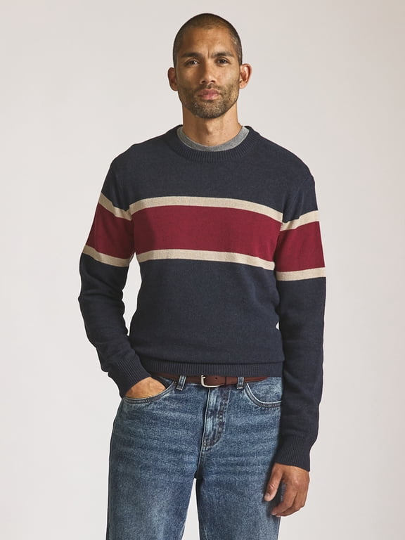 Men’s and Big Men’s Striped Crewneck Sweater, Sizes S-2XL