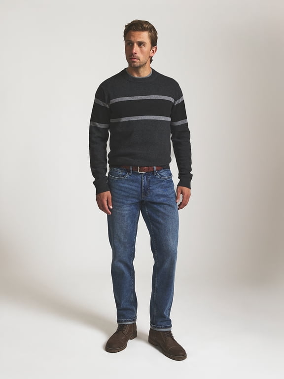 Men’s and Big Men’s Striped Crewneck Sweater, Sizes S-2XL