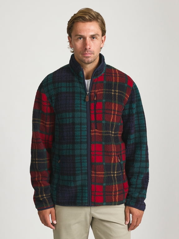 Men’s and Big Men’s Winter Lodge Plaid Zip Pocket Fleece Jacket, Sizes S-2XL