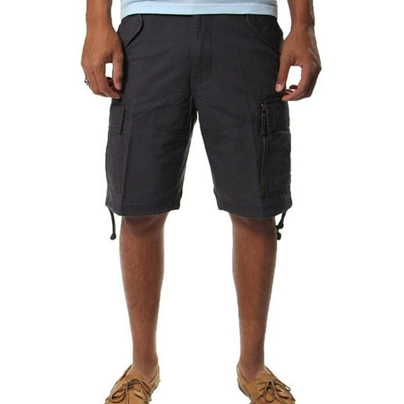 Chaps Mens Classic Fit Casual Cargo Shorts, Grey, 30