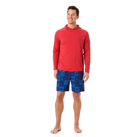Chaps Mens Long Sleeve Graphic Rash Guard, Sizes S-3XL
