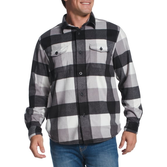 Chaps Mens Long Sleeve Microfleece Plaid Shirt