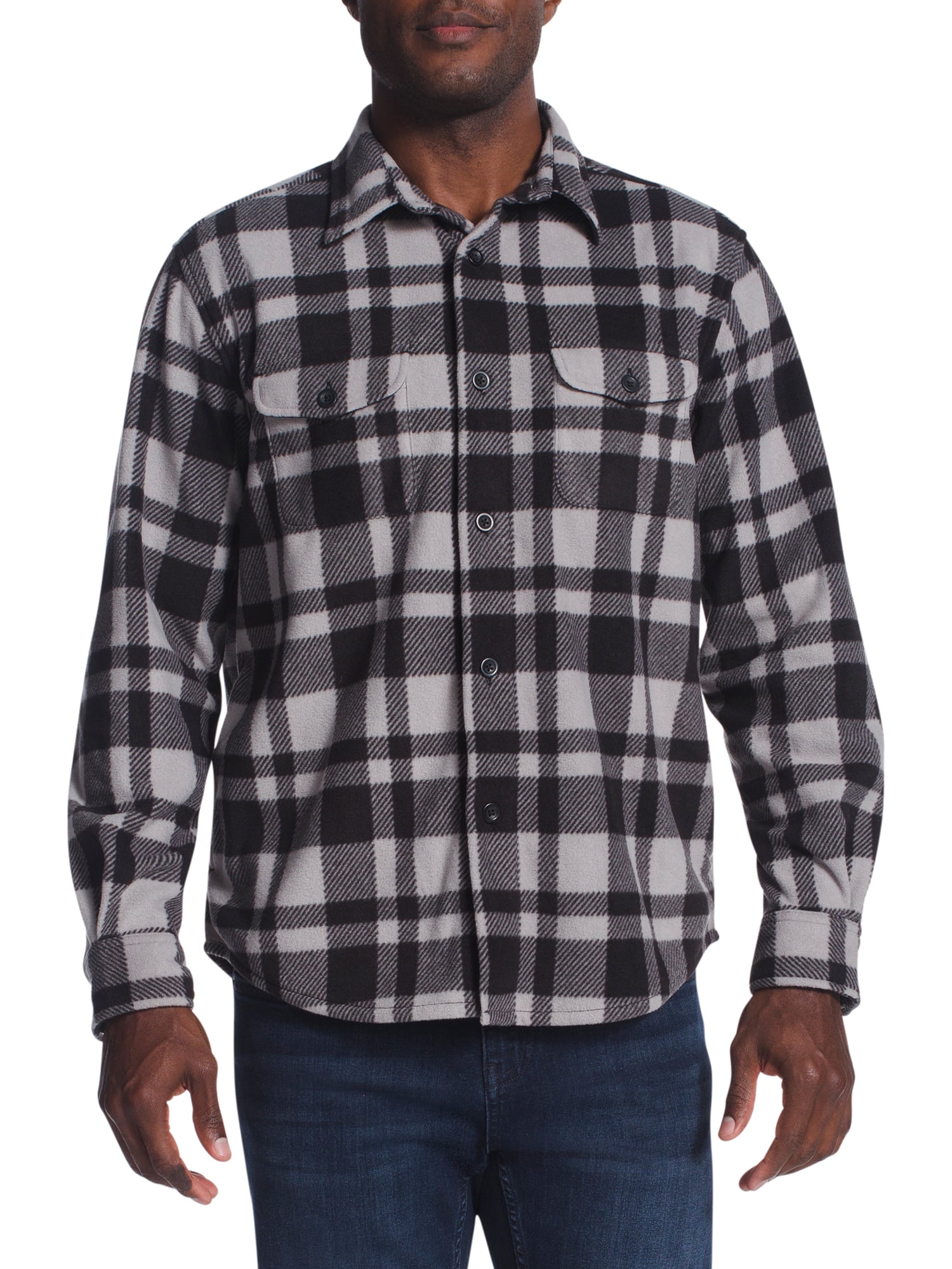 Chaps mens long sleeve microfleece plaid shirt Clearance