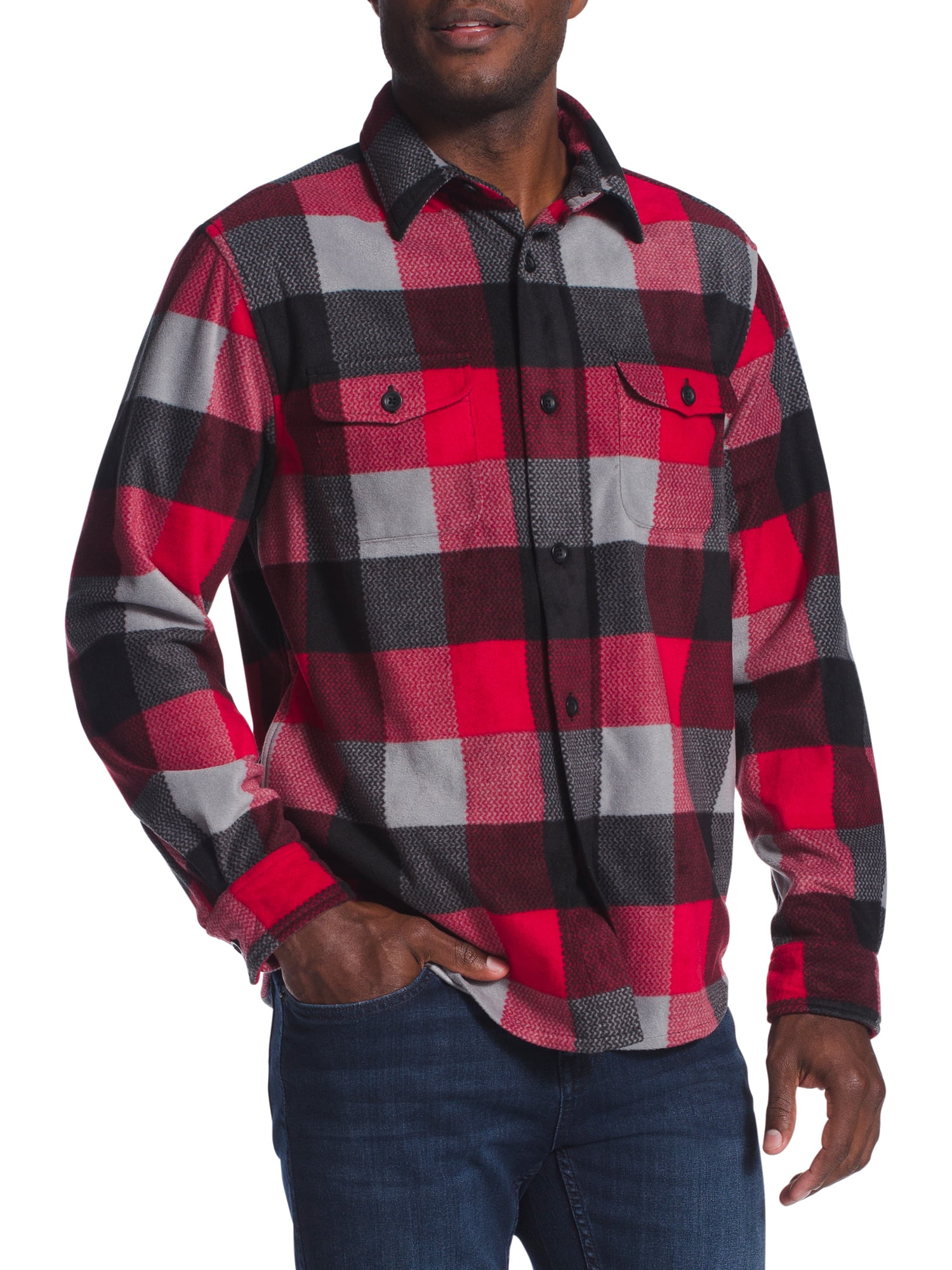 Chaps mens long sleeve microfleece plaid shirt Clearance