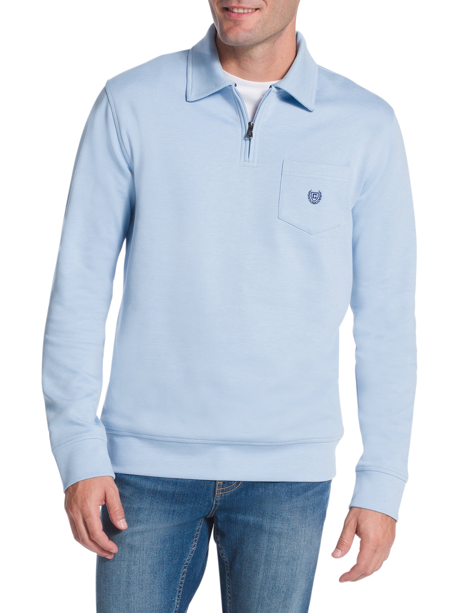 chaps mens long sleeve pocket quarter zip mock neck sweater