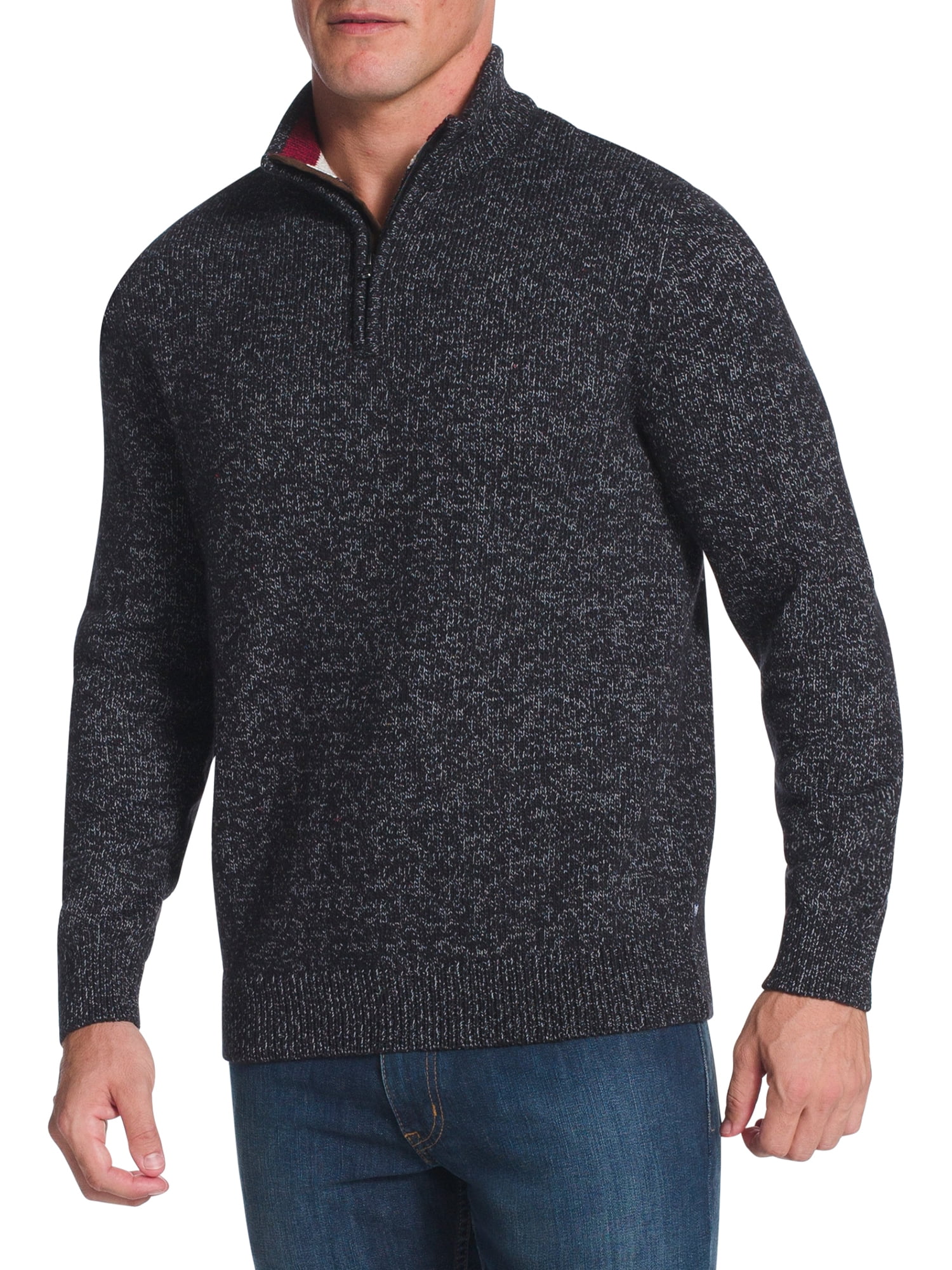 Chaps Mens Long Sleeve Twist Cotton Quarter Zip Mock Neck Sweater