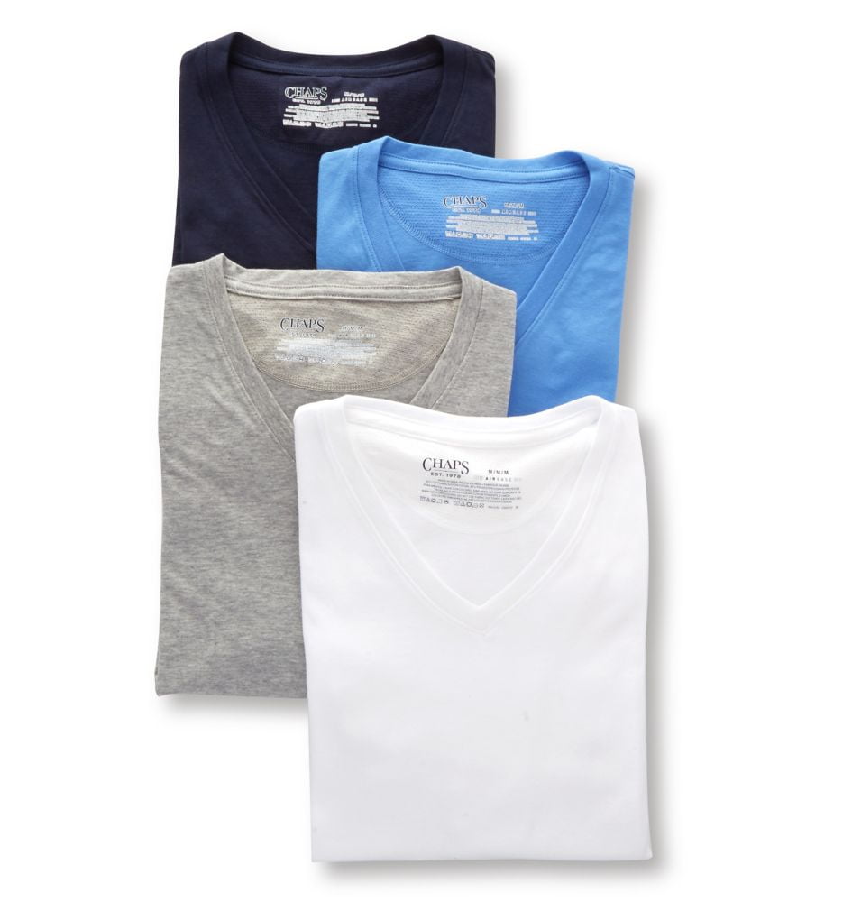 Chaps Mens V-Neck T-Shirt, 4-Pack