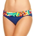 thumbnail image 1 of Chaps Navy Blue Floral Fold-Over Hipster Bikini Swim Bottoms Swimwear Women's 8, 1 of 2
