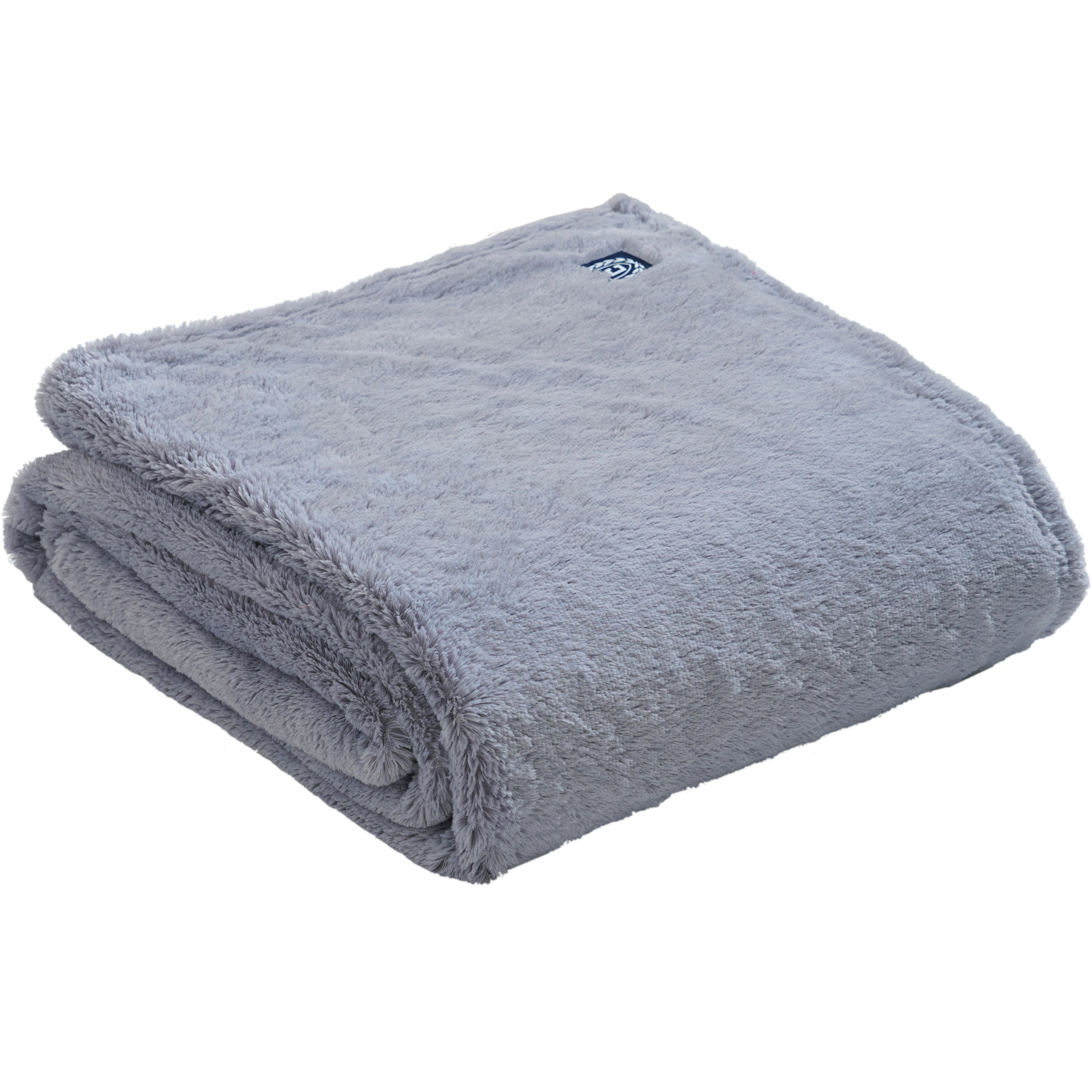 Chaps Plush Bed Blanket with Faux Fur Reverse - Full/Queen 90 X 90, Grey