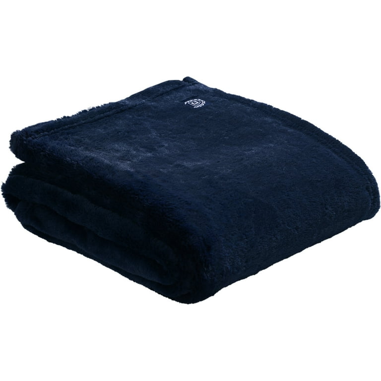 Chaps Plush Bed Blanket with Faux Fur Reverse Twin 60 X 90 Blue