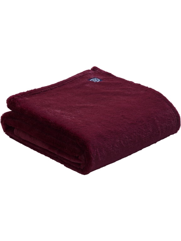 Plush Bed Blanket with Faux Fur Reverse - Twin 60 X 90, Red