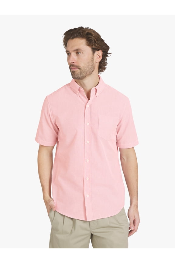 Men's Seersucker Short Sleeve Woven Shirt, Sizes, S-2XL