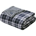 Chaps Sherpa Reverse Plaid Blanket Full/Queen 90 X 90, Enamel Blue