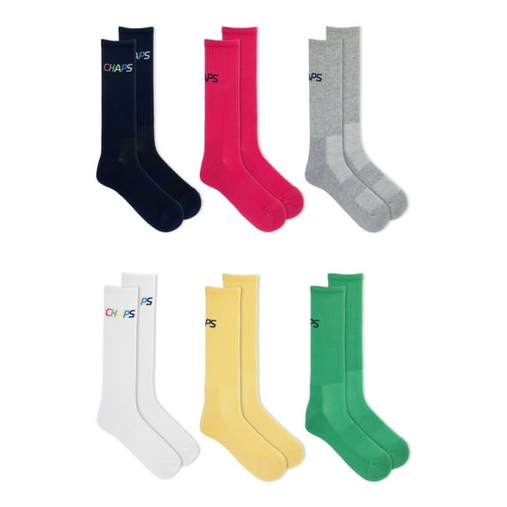 Chaps Sport Men's Multi Color Crew Socks 6-Pair Pack