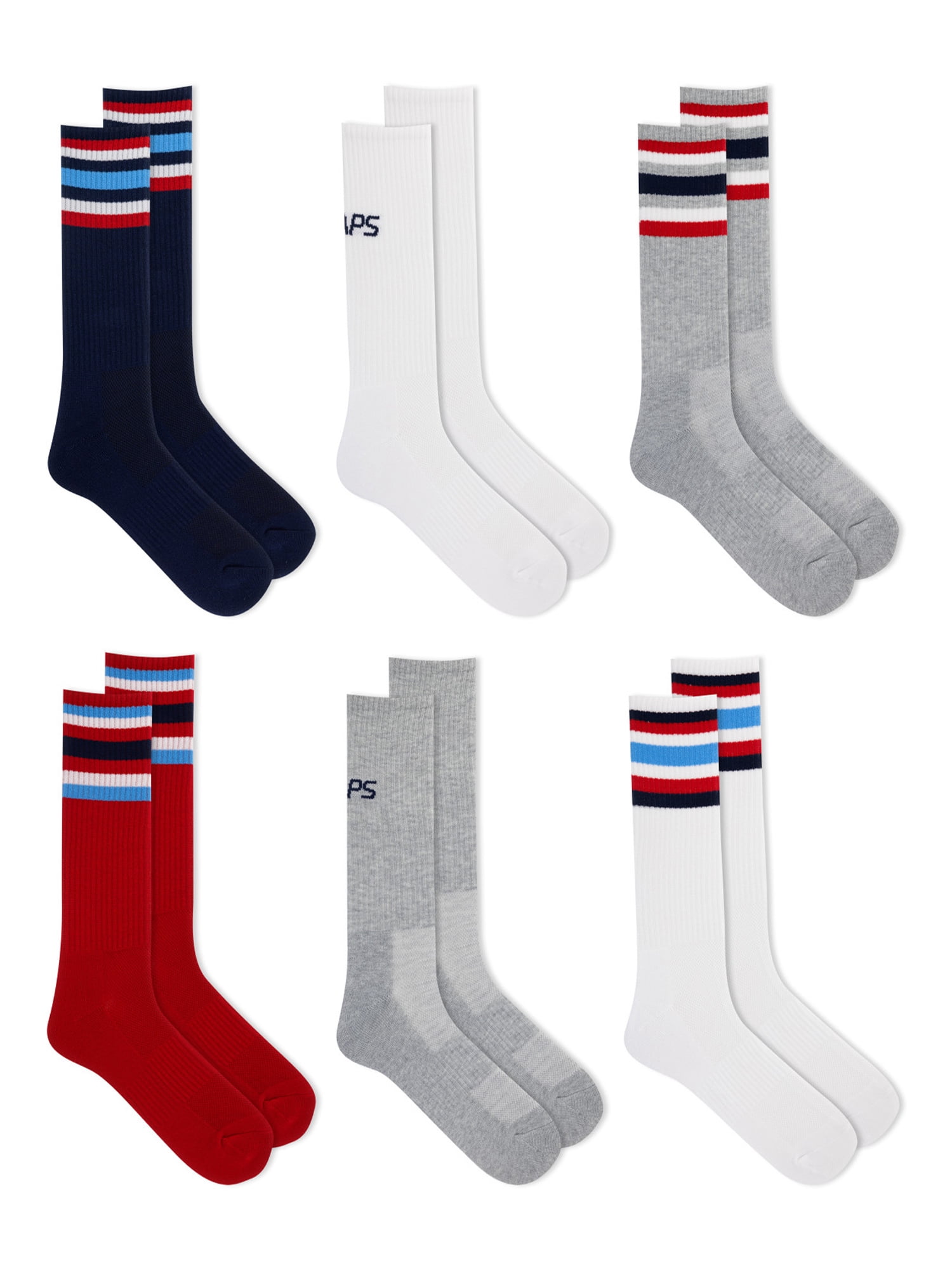 Chaps Sport Men's Multi Color Stripe Crew Socks 6-Pair Pack - Walmart.com