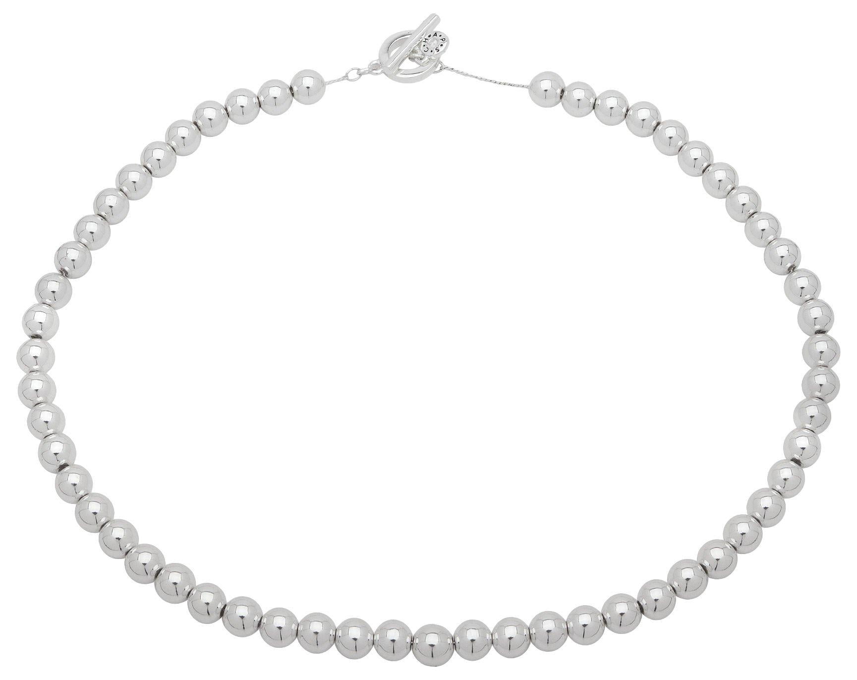 Chaps Women's Silver Tone Metal Bead Collar Necklace, 18