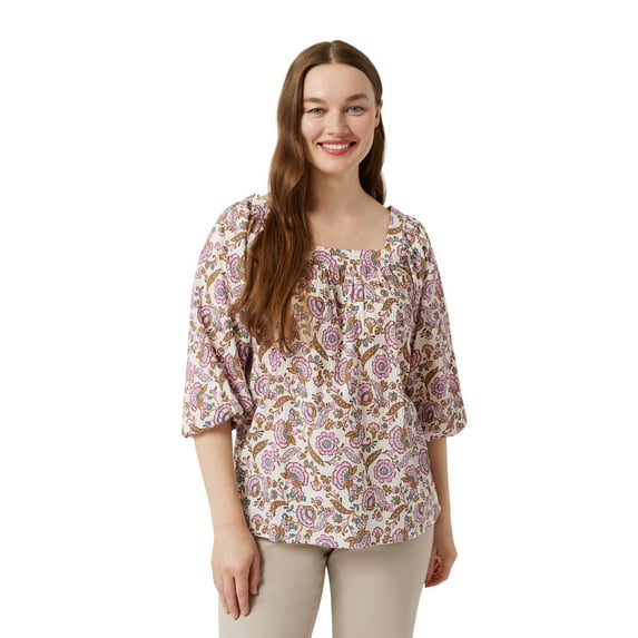 Chaps Women's Squareneck Peasant Top