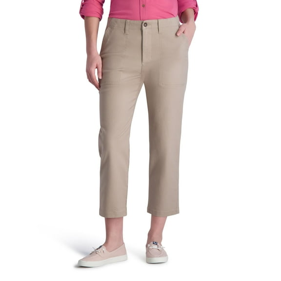 Chaps Women's Utility Pants - Comfort Stretch Flat Front Chinos - Khaki Tech Pants for Women