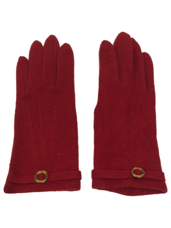 Womens Sleek Red Wool Blend Gloves Small/Medium
