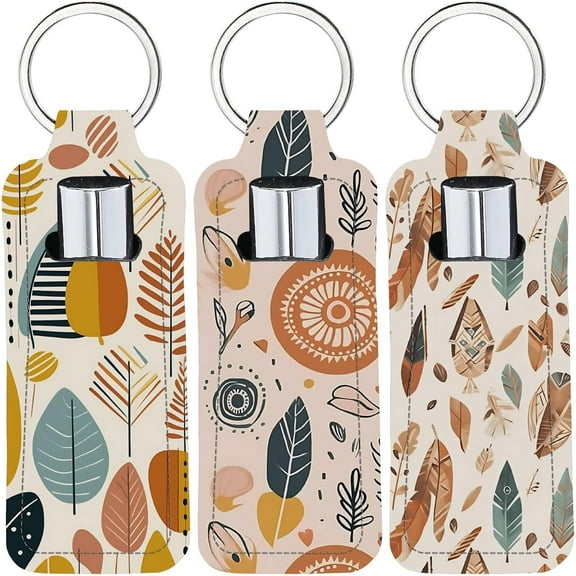 Chapstick Holder Keychain Style Lip Balm Pouch Colorful Rectangle Neoprene Printed Rubber Lipstick Portable Pocket Gloss Case Sleeve for Women Holiday Travel Makeup Storage Bag Colorful DIY