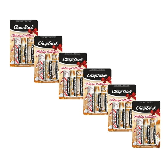 Chapstick Holiday Collection Limited Edition 0.45 Ounce - Candy Cane, Pumpkin Pie, Sugar Cookie - 3 Count, Pack of 6