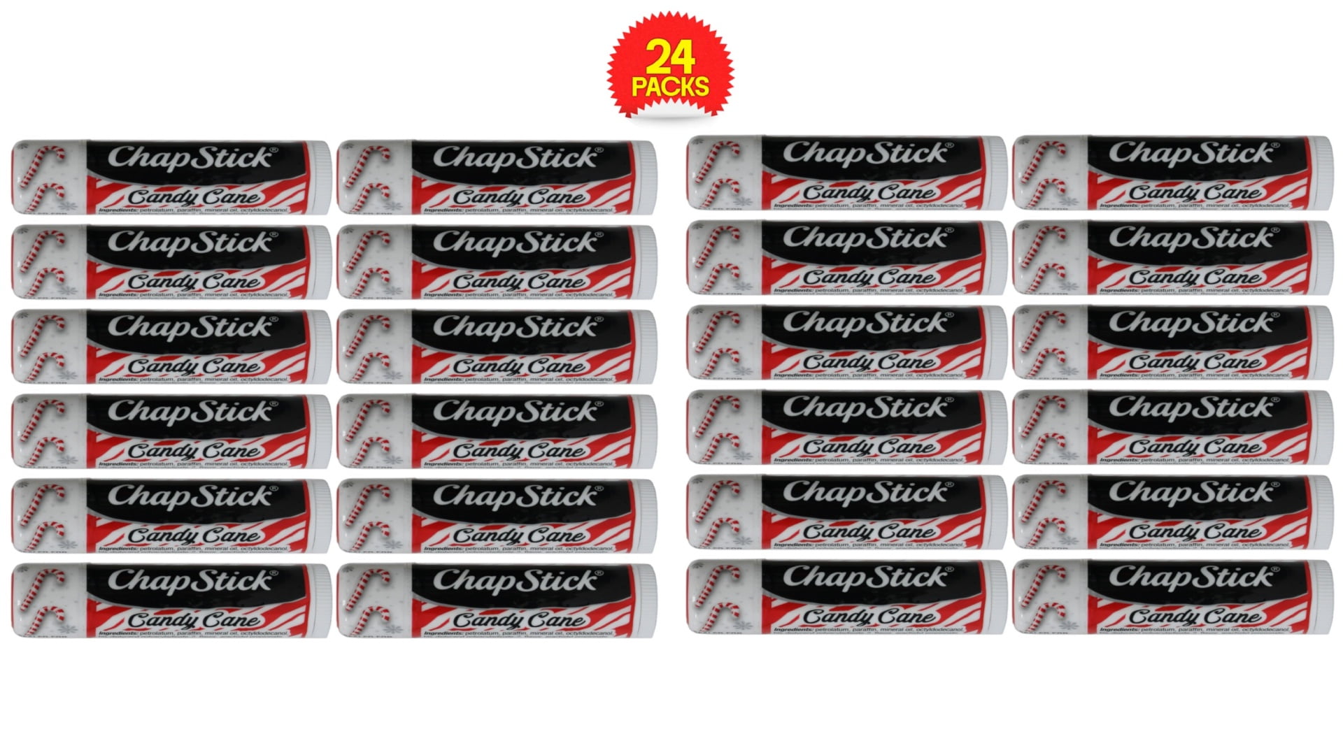 Chapstick Limited Edition Candy Cane Flavor Lip Balm 0.15 Ounce (4 Grams), 24 Pack