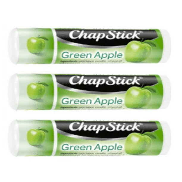 Chapstick, Lip Balm, Green Apple, 3 Pack