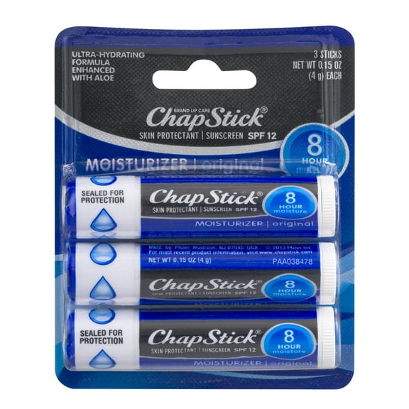Chapstick Skin Protectant With SPF 15 & Moisturizer, 3 ea