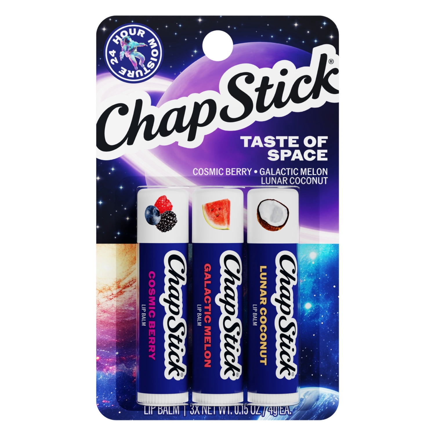 ChapStick Classic Taste of Space Variety Pack Lip Protectant, Sulfate-Free, Paraben-Free, 3ct/0.45oz